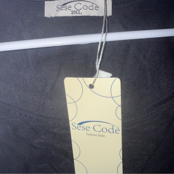 SeSe Code 3XL Black Flowy Blouse – Plus Size 3X • Sheer Overlay Tunic Top - Picture 7 of 9